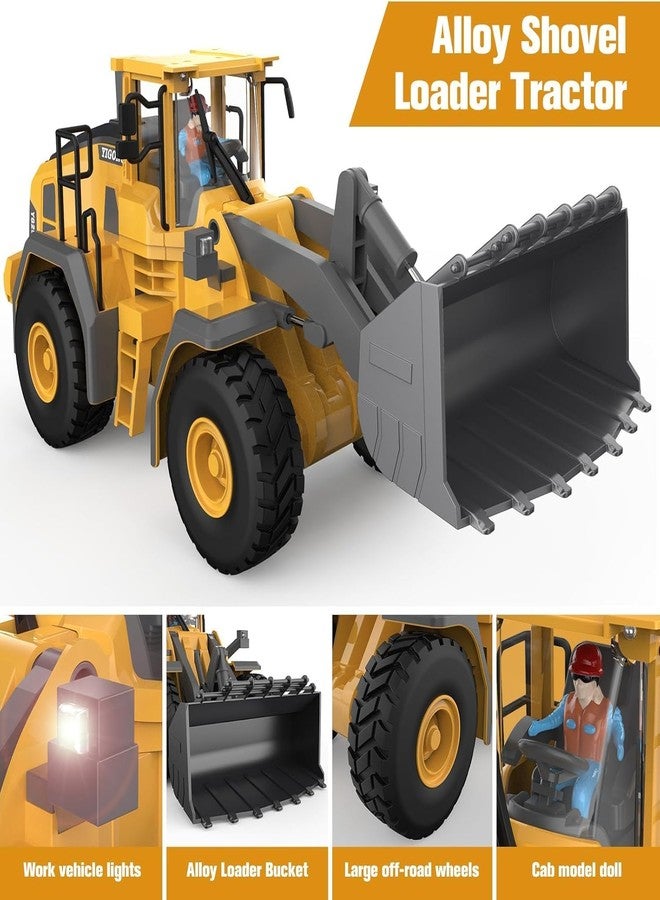 RABJET لعبة شاحنة JCB تعمل بالتحكم عن بعد من رابجيت، 9 قنوات، جرافة معدنية، مقياس 1:20، جرار بناء، 2.4 جيجاهرتز، هدية رائعة للأطفال والكبار - متعدد الألوان - Image 3